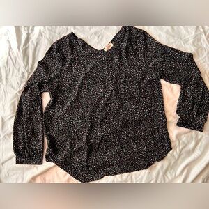 Loft Black Blouse with Red and White Flowers